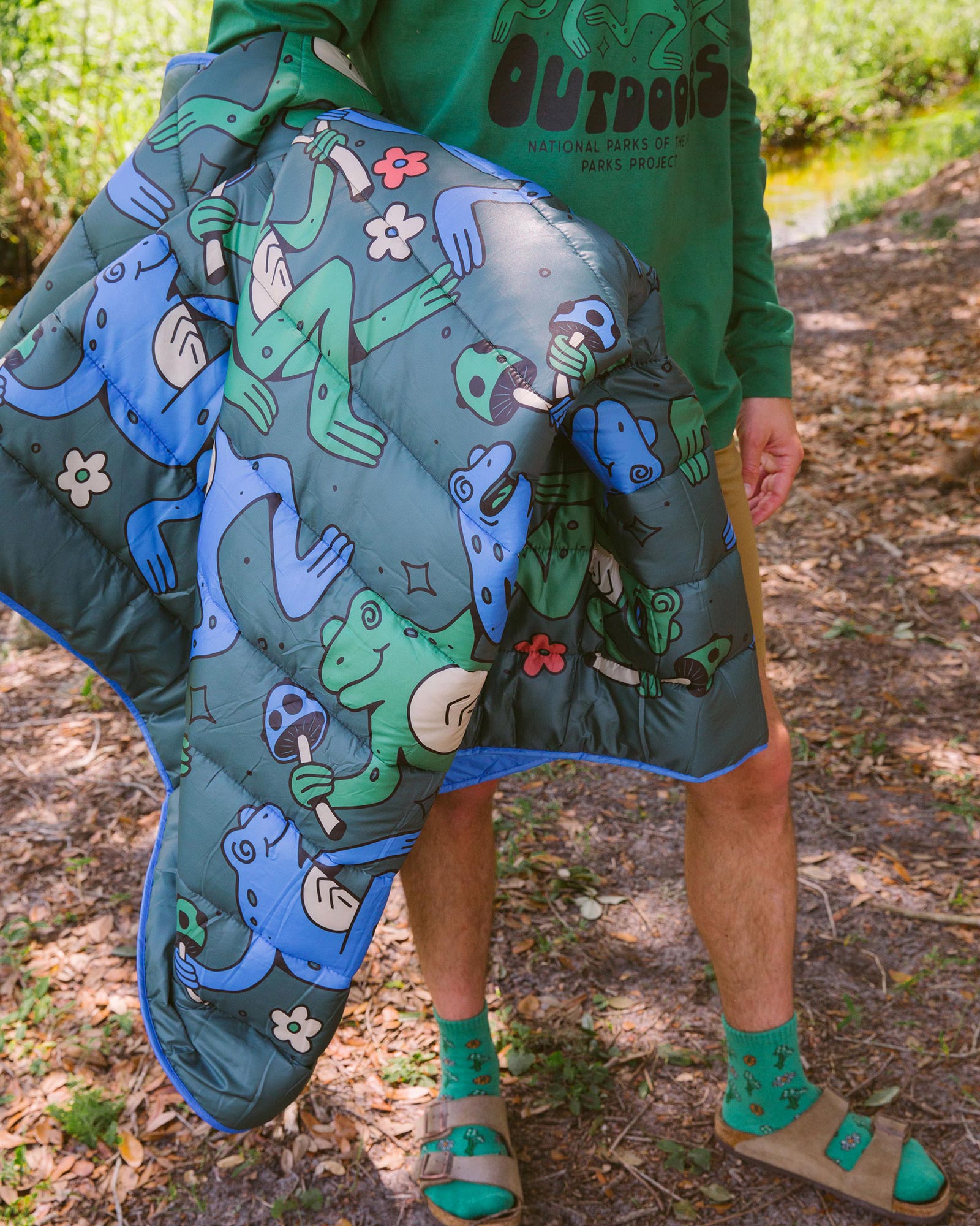 Dancin' Frogs Recycled Camp Blanket 3 Dancin' Frogs Recycled Camp Blanket